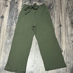 Anthropologie Green Wide Leg Gauze Pants